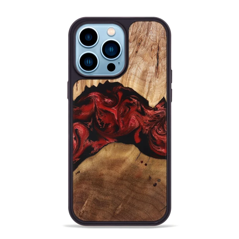 iPhone 14 Pro Max Wood Phone Case - Marlon (Red, 829713)