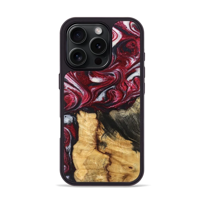 iPhone 16 Pro Wood Phone Case - Cleve (Red, 829717)