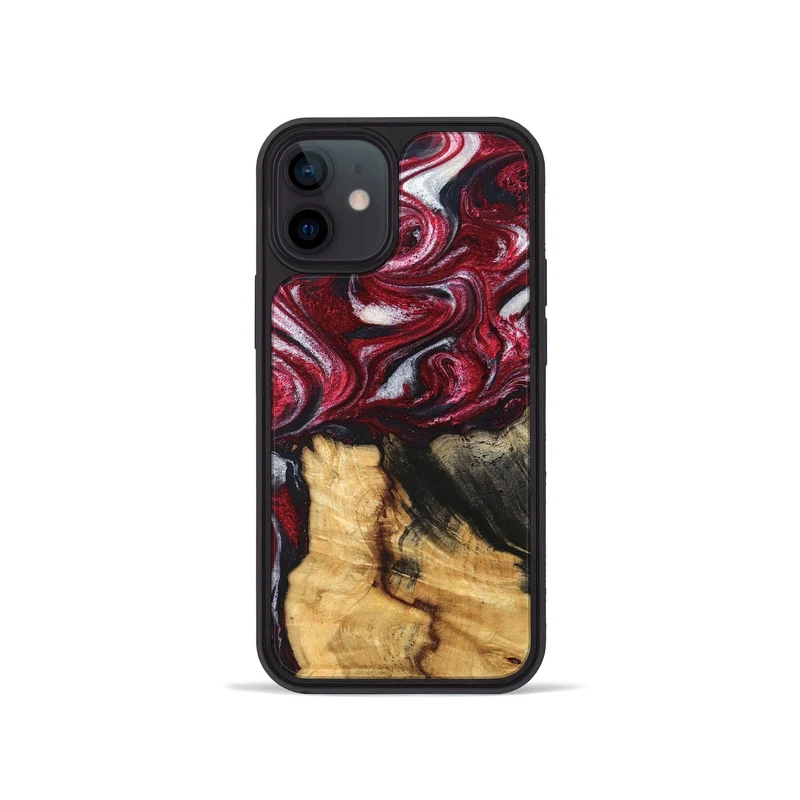 iPhone 12 mini Wood Phone Case - Cleve (Red, 829717)