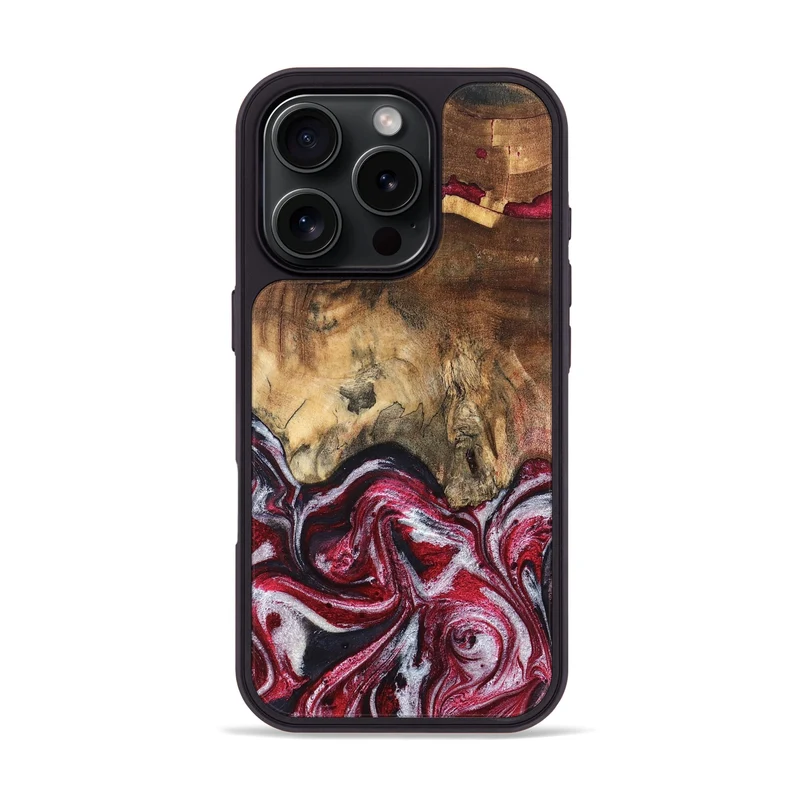iPhone 16 Pro Wood Phone Case - Chaya (Red, 829722)