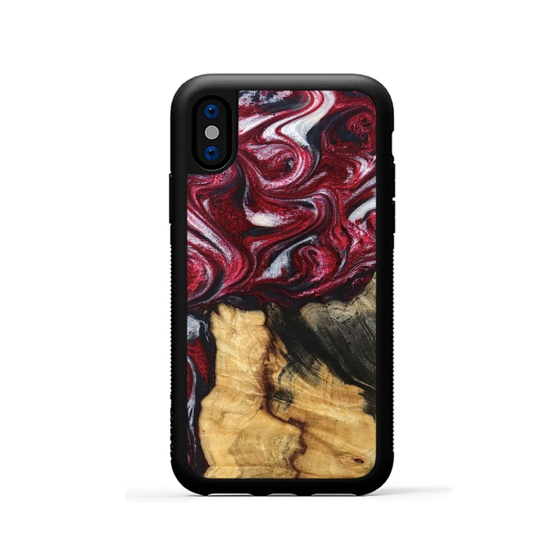 iPhone Xs Wood Phone Case - Cleve (Red, 829717)