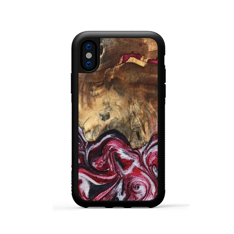 iPhone Xs Wood Phone Case - Chaya (Red, 829722)