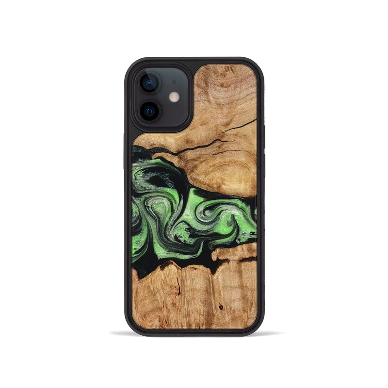 iPhone 12 mini Wood Phone Case - Kyree (Green, 829701)