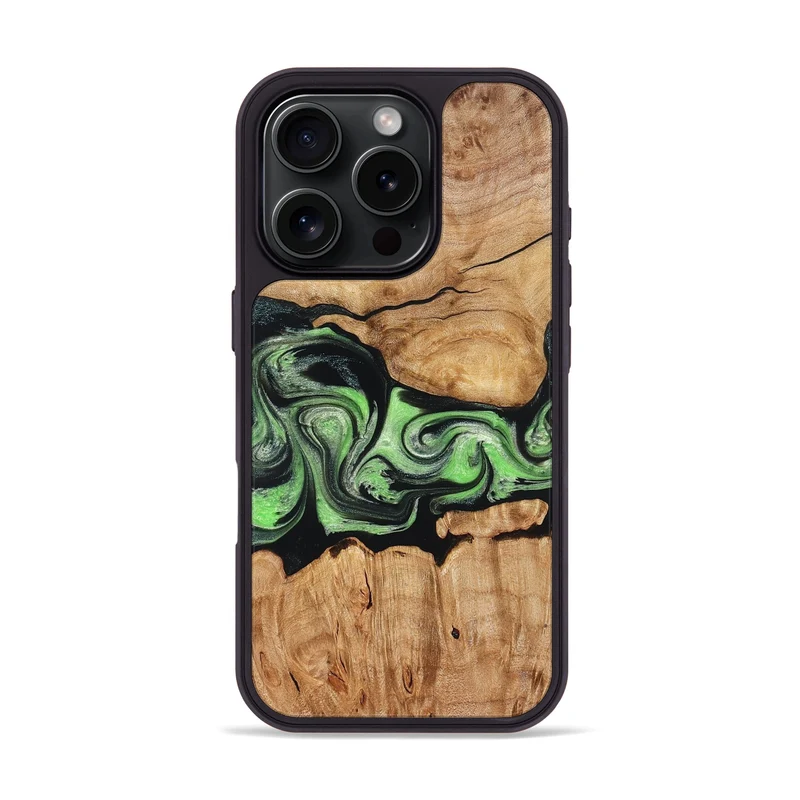 iPhone 16 Pro Wood Phone Case - Kyree (Green, 829701)