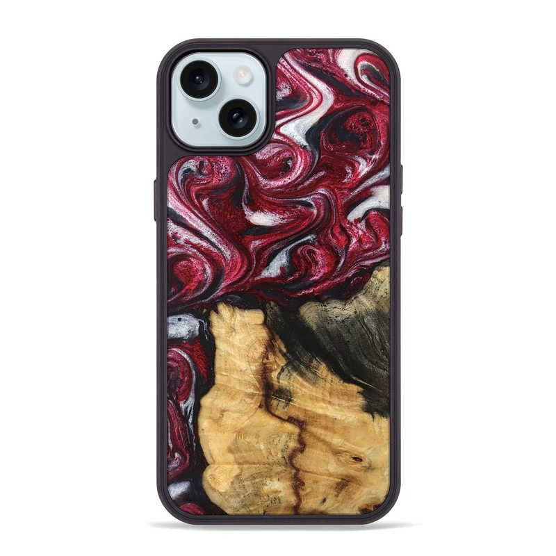 iPhone 15 Plus Wood Phone Case - Cleve (Red, 829717)