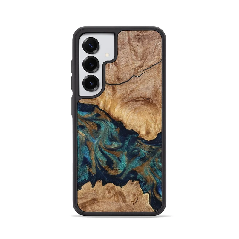 Galaxy S25 Wood Phone Case - Makaila (Teal & Gold, 829711)