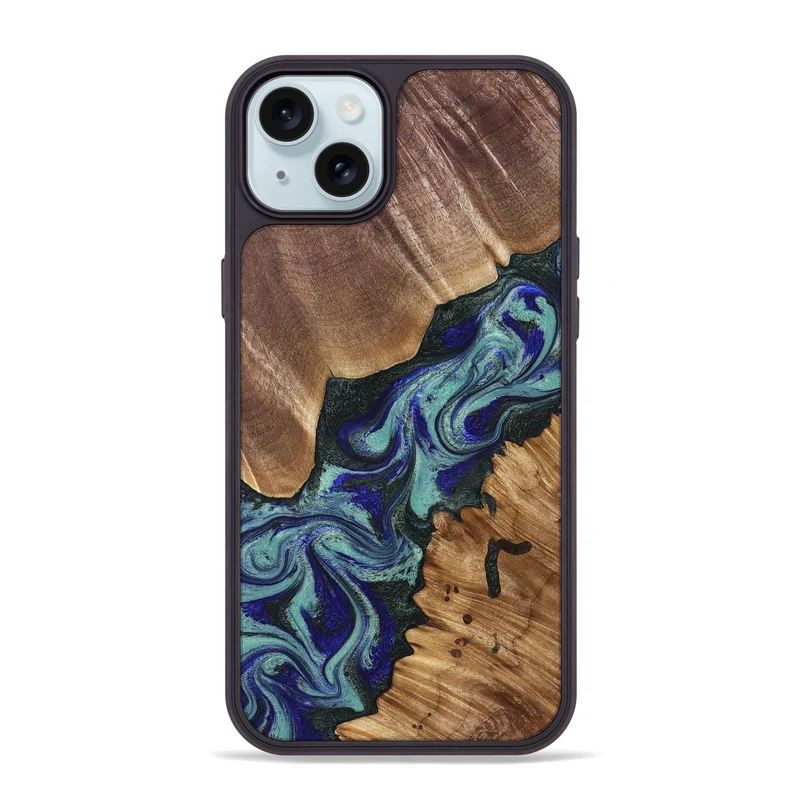 iPhone 15 Plus Wood Phone Case - Dorene (Green, 829694)