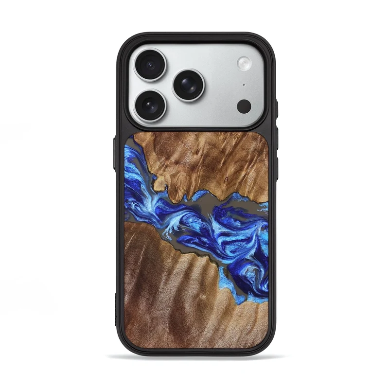 iPhone 18 Pro Wood Phone Case - Tamiko (Blue, 829667)