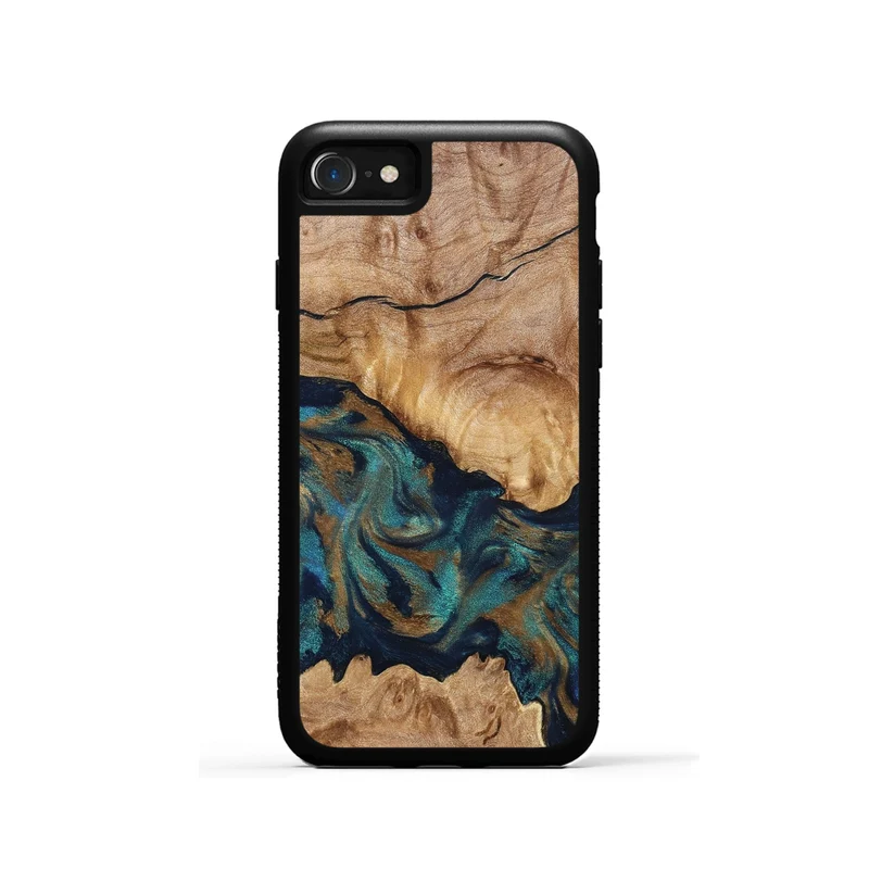 iPhone SE Wood Phone Case - Makaila (Teal & Gold, 829711)