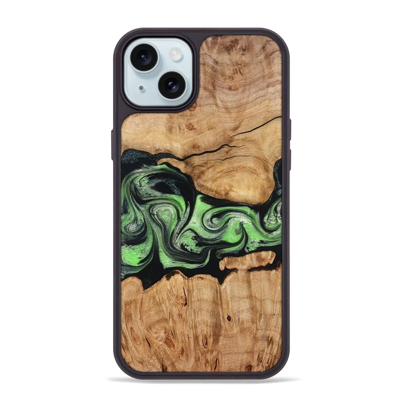 iPhone 15 Plus Wood Phone Case - Kyree (Green, 829701)