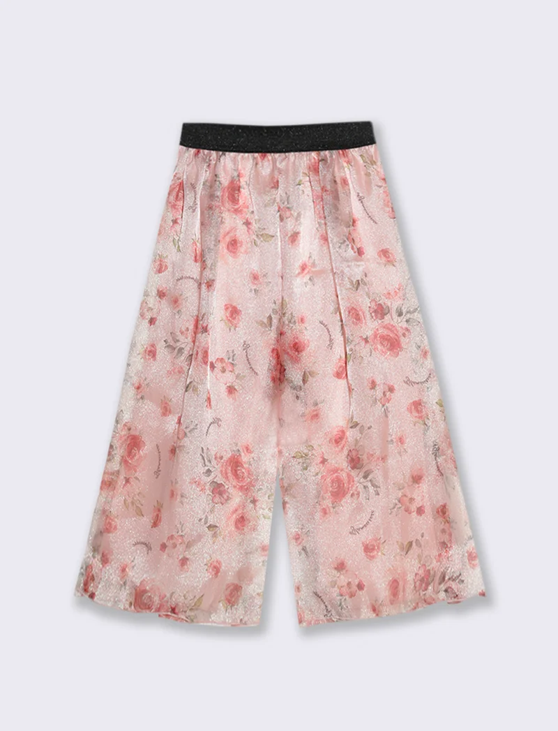 Pantaloni eleganti in tessuto a fantasia floreale. - Fantasia