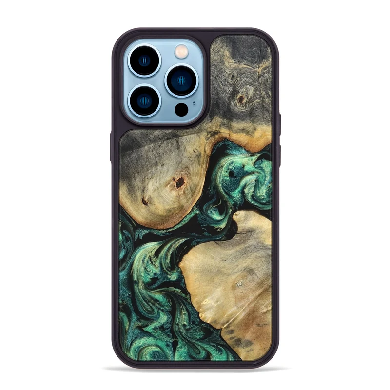 iPhone 14 Pro Max Wood Phone Case - Ariah (Green, 829700)
