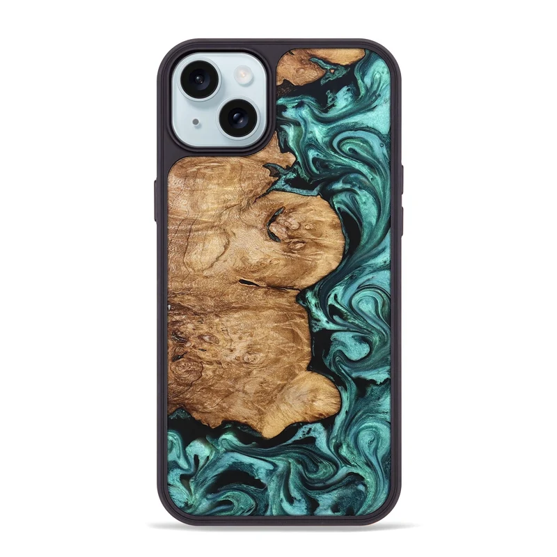 iPhone 15 Plus Wood Phone Case - Kaeli (Green, 829696)