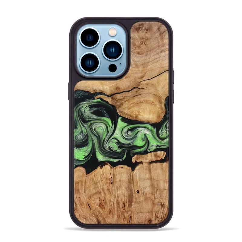 iPhone 14 Pro Max Wood Phone Case - Kyree (Green, 829701)