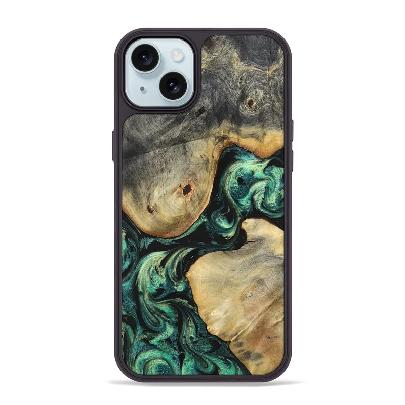 iPhone 15 Plus Wood Phone Case - Ariah (Green, 829700)