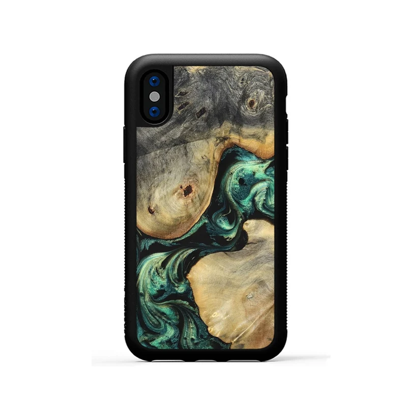 iPhone Xs Wood Phone Case - Ariah (Green, 829700)