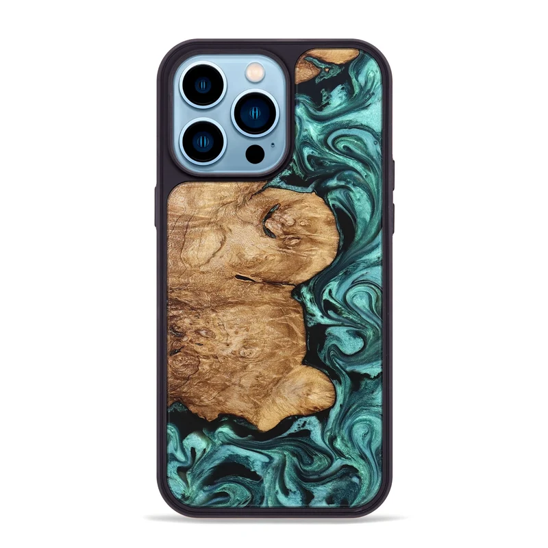 iPhone 14 Pro Max Wood Phone Case - Kaeli (Green, 829696)