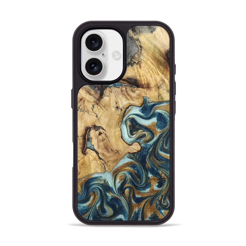 iPhone 17 Wood Phone Case - Minnie (Teal & Gold, 829690)