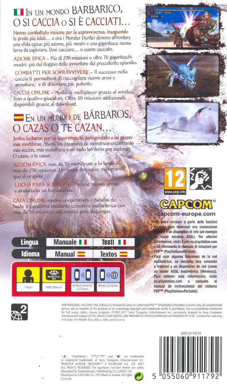 MONSTER HANTER FREEDOM 2 PSP (versione italiana)