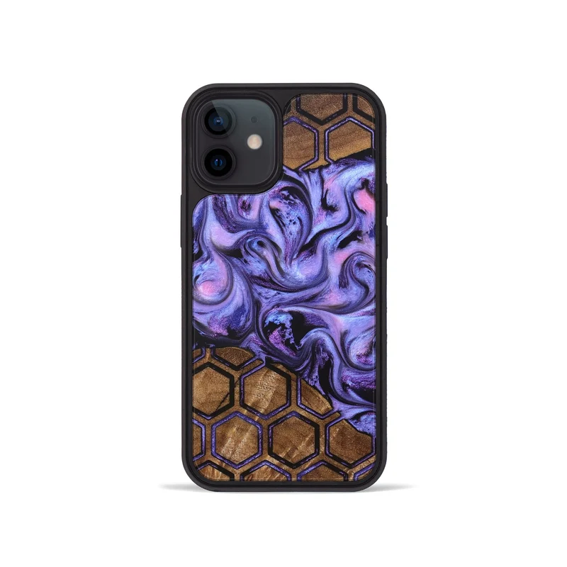 iPhone 12 mini Wood Phone Case - Golden (Pattern, 829676)