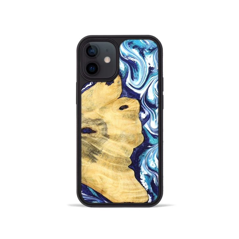 iPhone 12 mini Wood Phone Case - Clemmie (Blue, 829666)