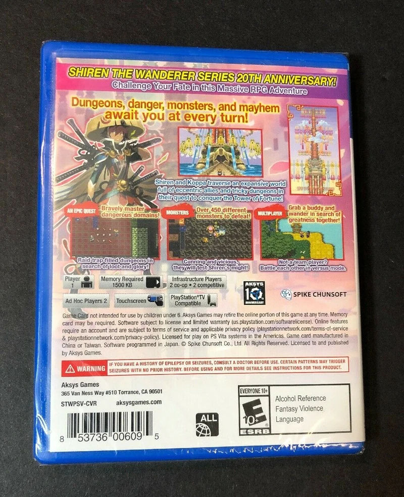 SHIREN THE WANDERER : THE TOWER OF FORTUNE AND THE DICE OF FATE PS VITA (versione americana)