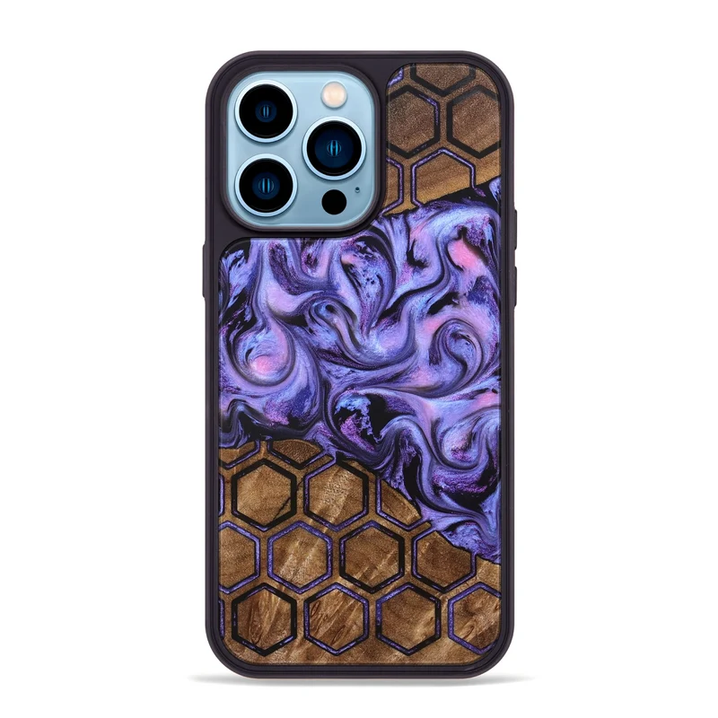 iPhone 14 Pro Max Wood Phone Case - Golden (Pattern, 829676)