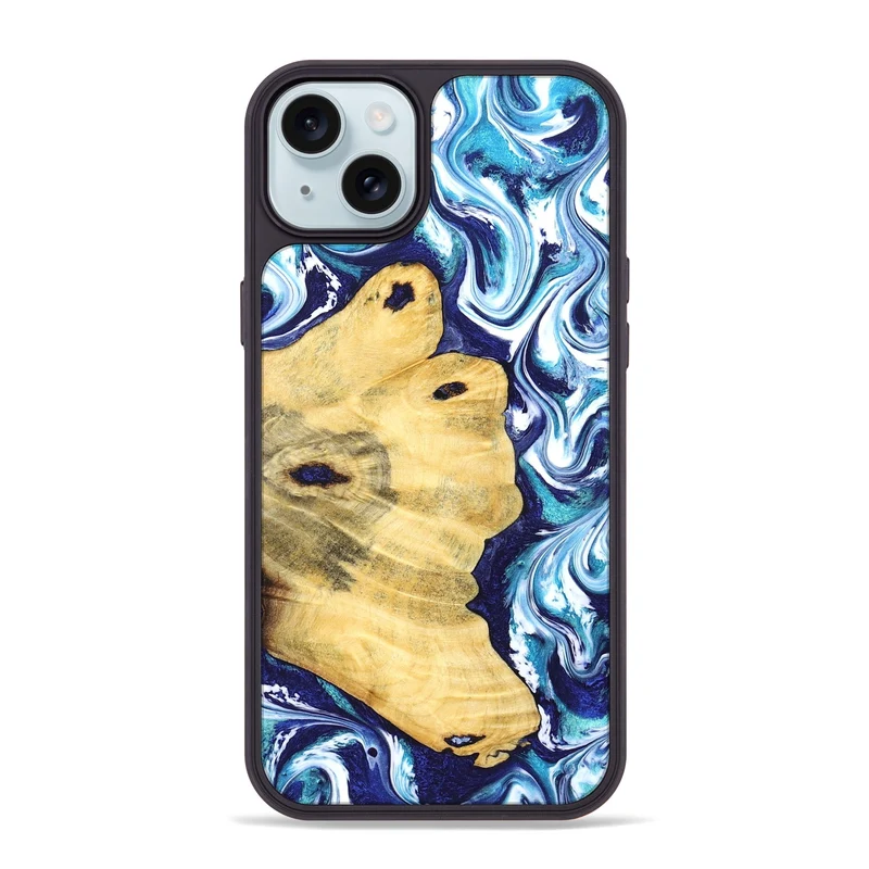 iPhone 15 Plus Wood Phone Case - Clemmie (Blue, 829666)