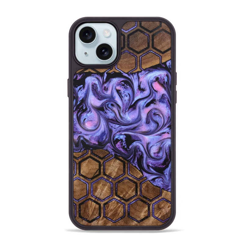 iPhone 15 Plus Wood Phone Case - Golden (Pattern, 829676)