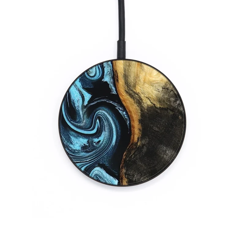 Circle Wood Wireless Charger - Queenie (Blue, 829662)