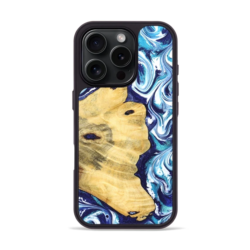 iPhone 16 Pro Wood Phone Case - Clemmie (Blue, 829666)