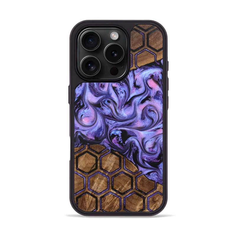 iPhone 16 Pro Wood Phone Case - Golden (Pattern, 829676)