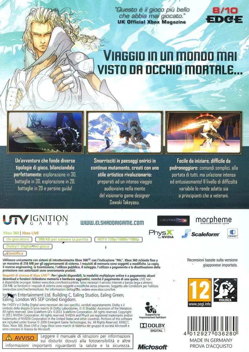 EL SHADDAI ASCENSION OF THE METATRON XBOX 360 (versione italiana)