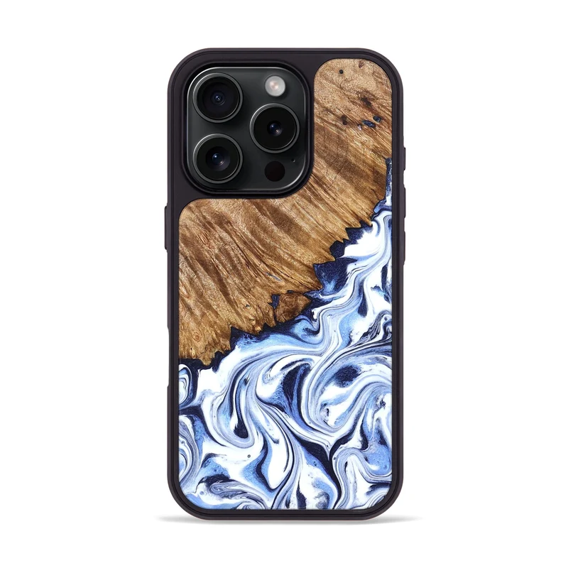 iPhone 16 Pro Wood Phone Case - Gerardo (Blue, 829664)