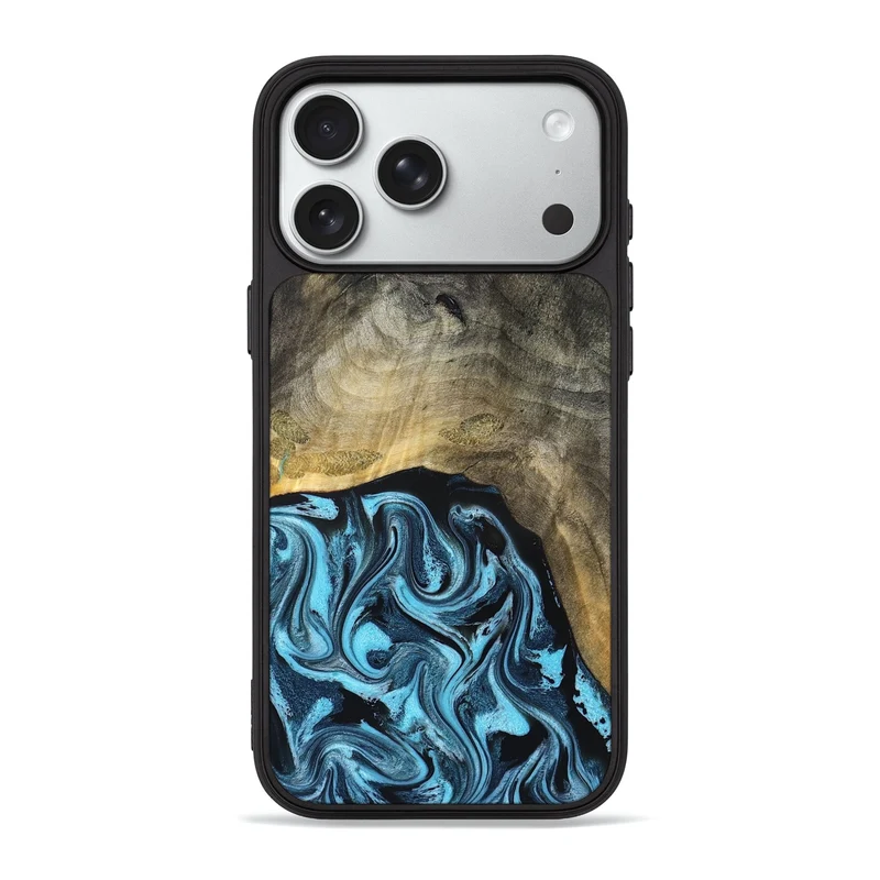 iPhone 18 Pro Max Wood Phone Case - Izael (Blue, 829669)