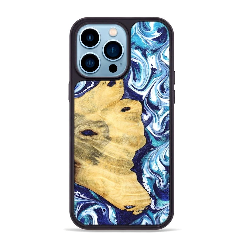 iPhone 14 Pro Max Wood Phone Case - Clemmie (Blue, 829666)