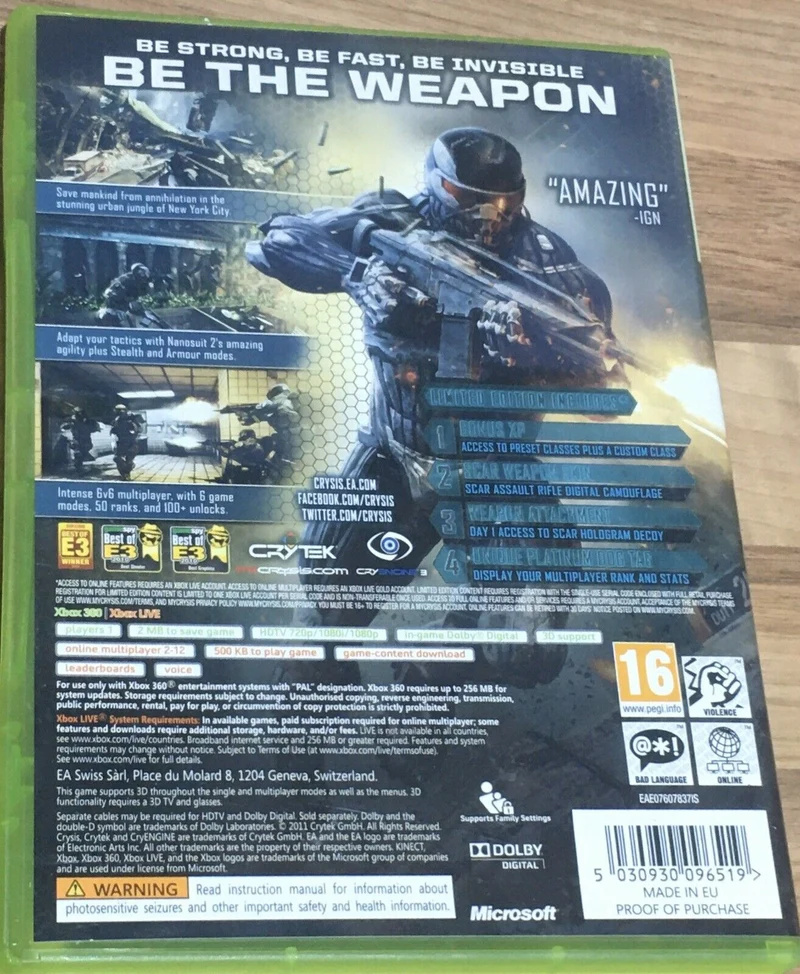 CRYSIS 2 LIMITED EDITION XBOX 360