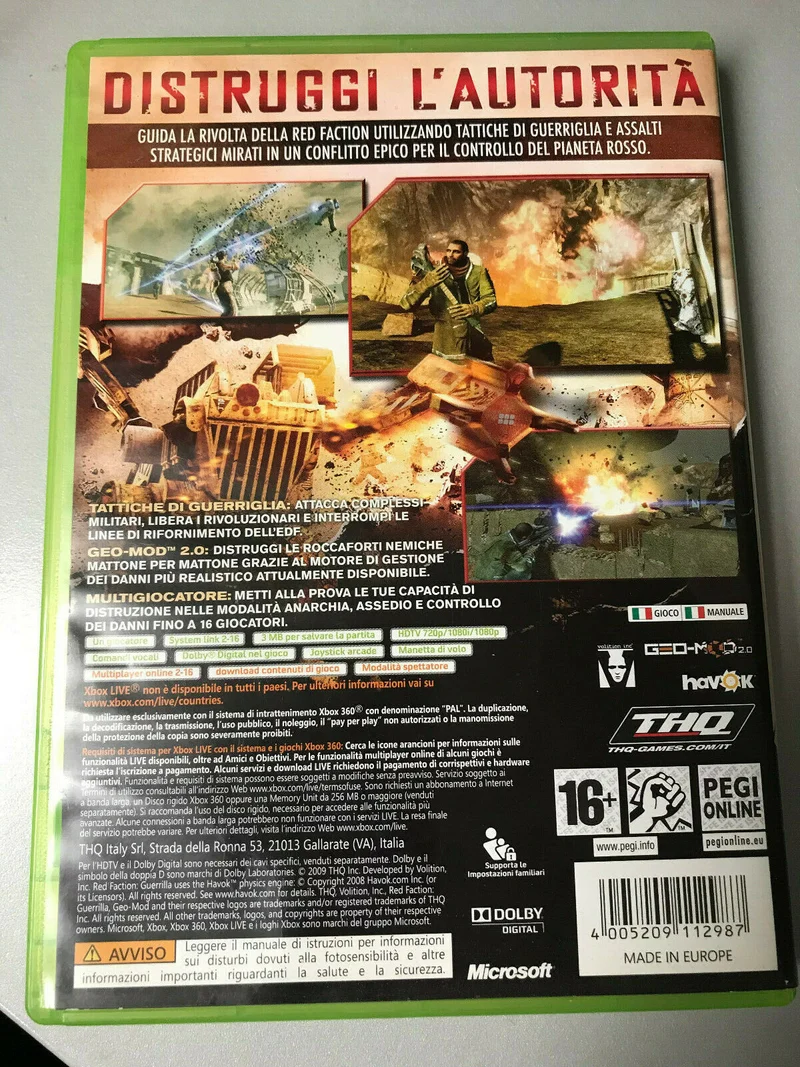RED FACTION GUERRILLA XBOX 360 (versione italiana)