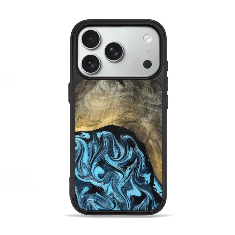 iPhone 18 Pro Wood Phone Case - Izael (Blue, 829669)
