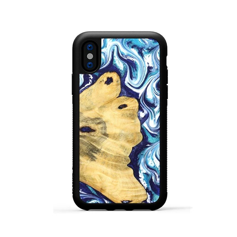 iPhone Xs Wood Phone Case - Clemmie (Blue, 829666)