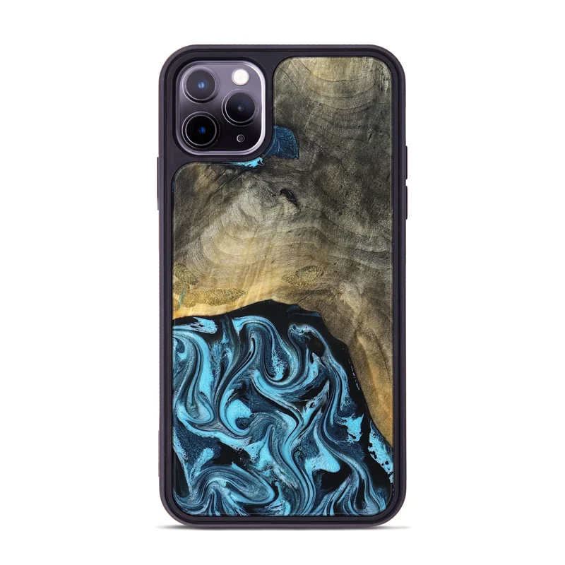iPhone 11 Pro Max Wood Phone Case - Izael (Blue, 829669)