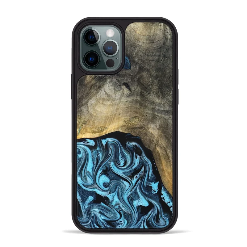 iPhone 12 Pro Max Wood Phone Case - Izael (Blue, 829669)