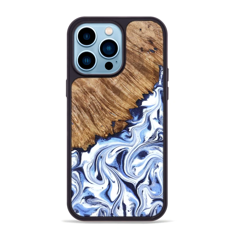 iPhone 14 Pro Max Wood Phone Case - Gerardo (Blue, 829664)