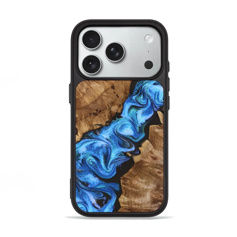 iPhone 18 Pro Wood Phone Case - Rubie (Blue, 829663)