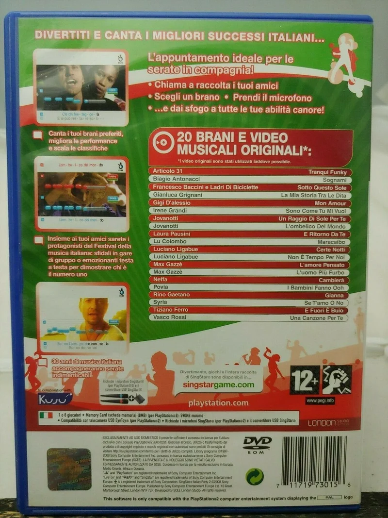 SINGSTAR ITALIAN PARTY 2 PS2