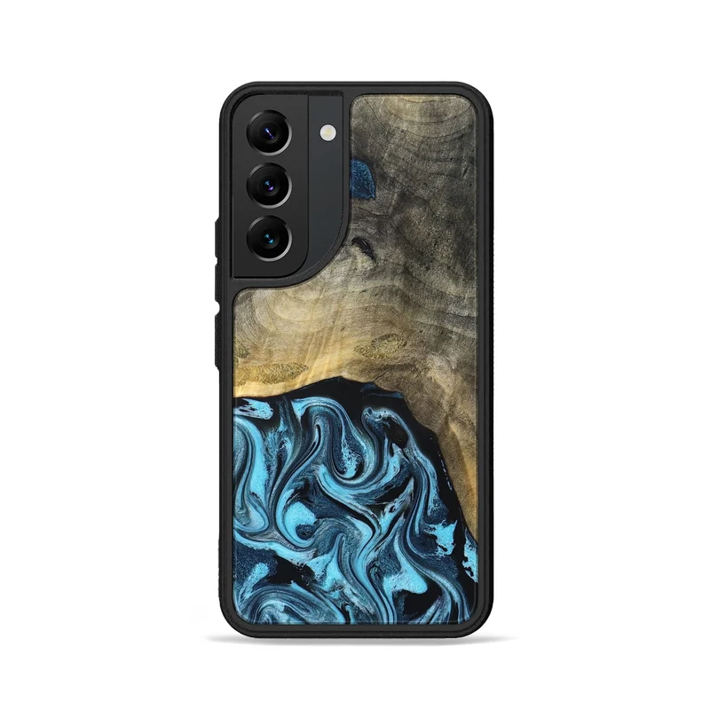 Galaxy S22 Wood Phone Case - Izael (Blue, 829669)