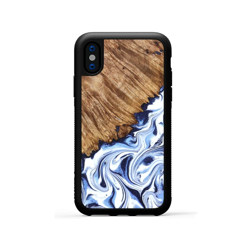 iPhone Xs Wood Phone Case - Gerardo (Blue, 829664)