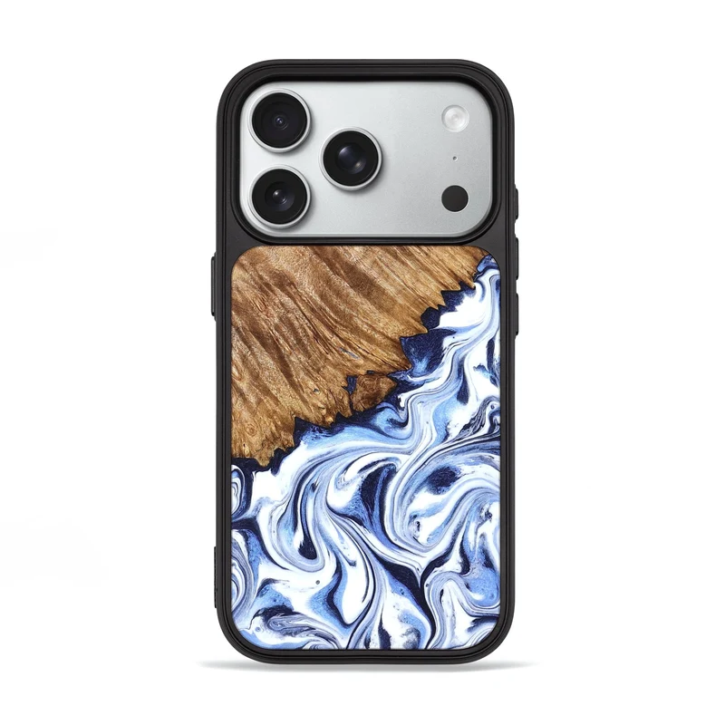 iPhone 18 Pro Wood Phone Case - Gerardo (Blue, 829664)