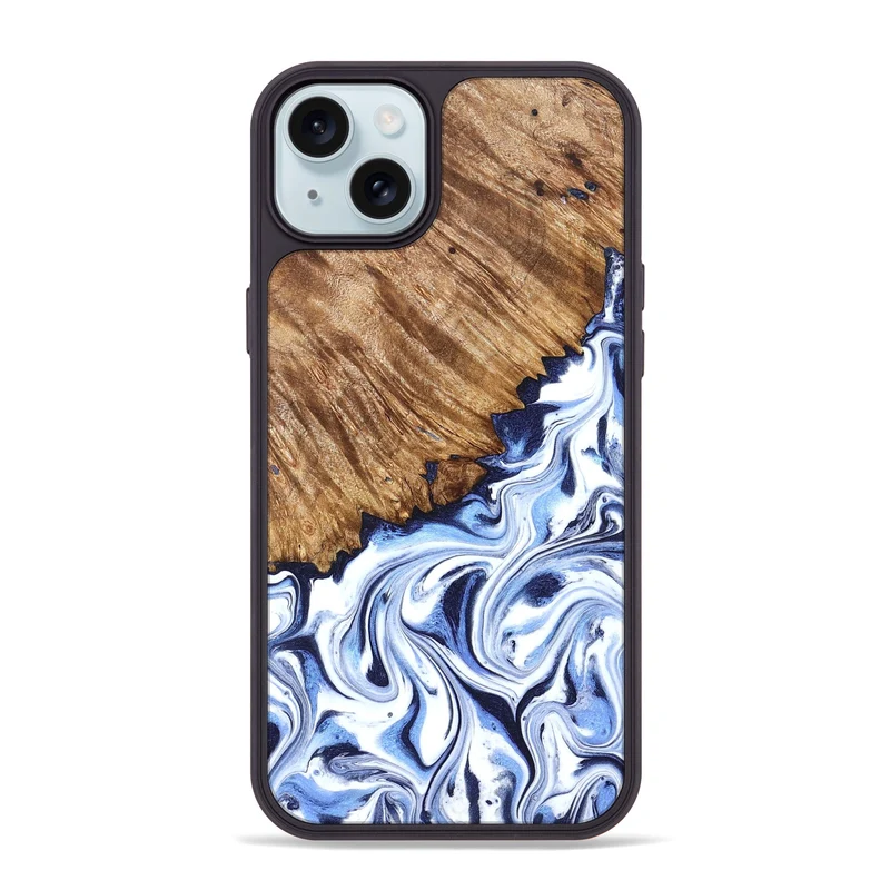 iPhone 15 Plus Wood Phone Case - Gerardo (Blue, 829664)