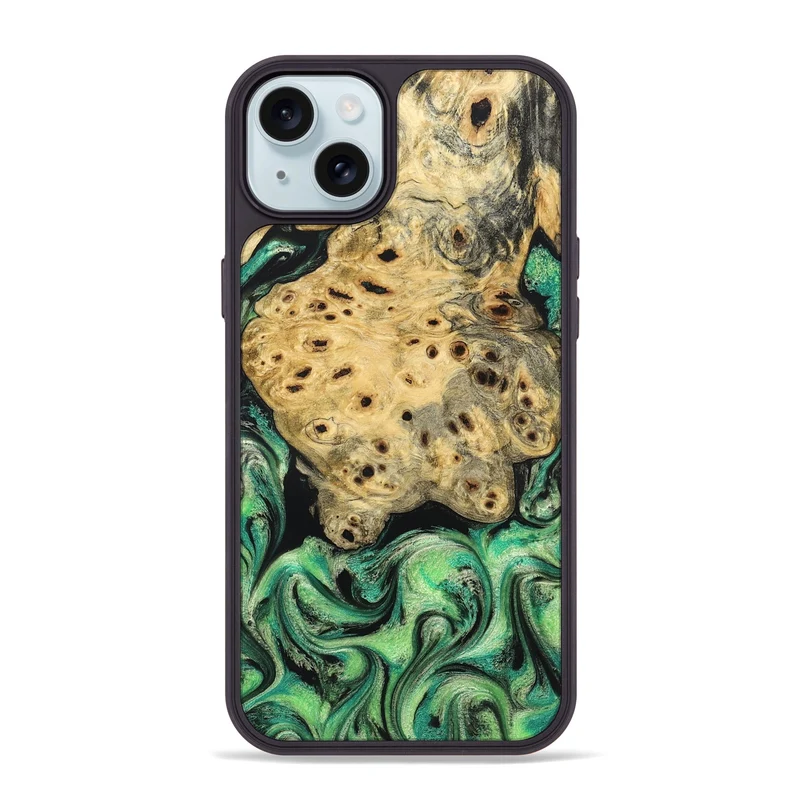 iPhone 15 Plus Wood Phone Case - Stella (Green, 829394)